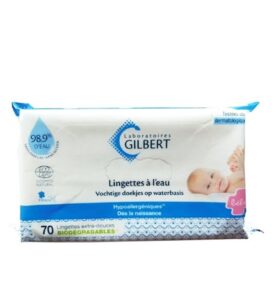 Gilbert Lingettes Bébé à l&rsquo;Eau Biodégradables – 70 lingettes