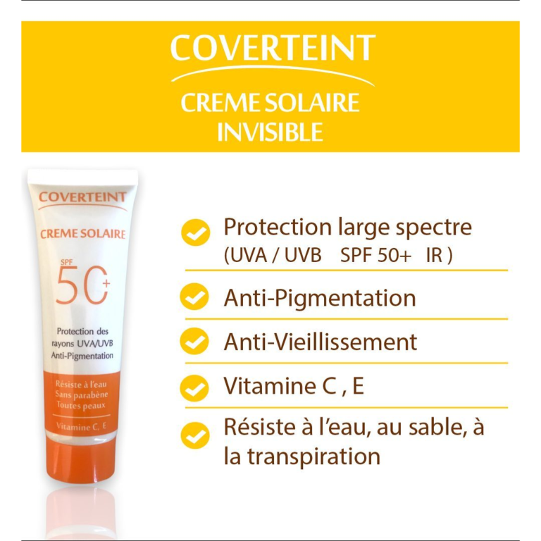 Coverteint Creme Solaire Invisible SPF50+ 50ml - Maroc - prix klanca.ma