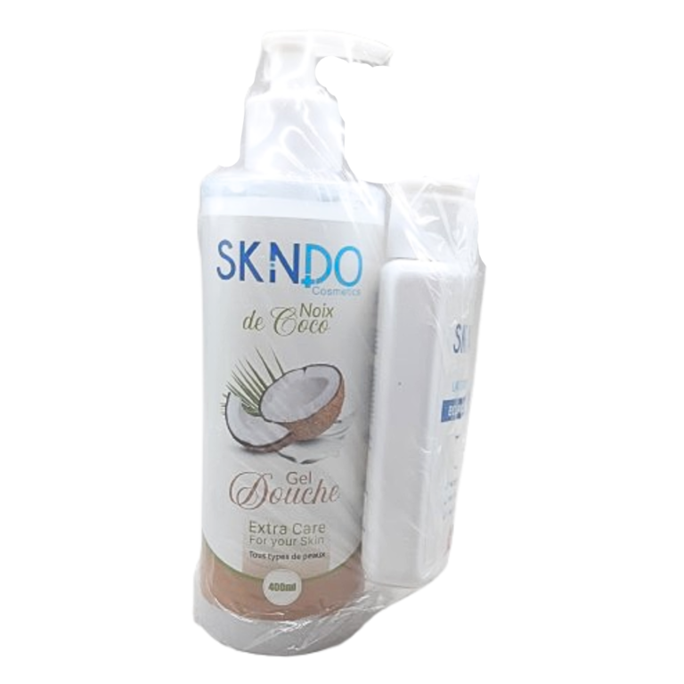 Skindo Duo Pack Gel Douche de Coco 400ml + Lait Corporel 125ml - Maroc - prix klanca.ma