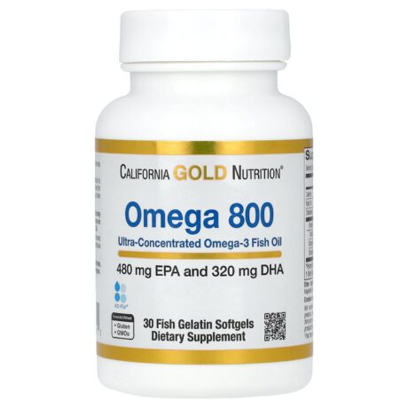 Omega 800 Huile de poisson de qualité pharmaceutique Sous forme de triglycérides KD-Pur 1000 mg 30 capsules à enveloppe molle en gélatine de poisson