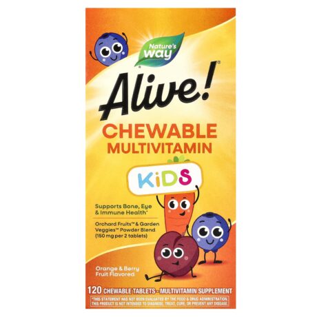 Alive  Multivitamines à croquer pour enfants Orange et baies 120 comprimés à croquer