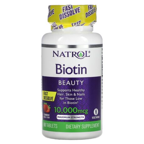 Biotine Dissolution rapide Puissance maximale Fraise 10 000 µg 60 comprimés