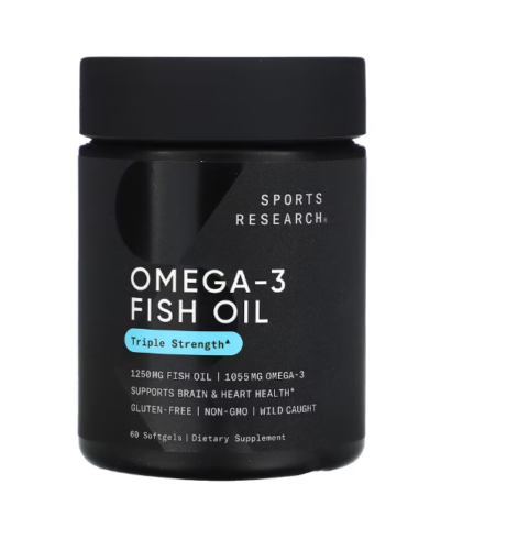 Huile de poisson riche en oméga-3 Triple efficacité 1250 mg 60 capsules à enveloppe molle