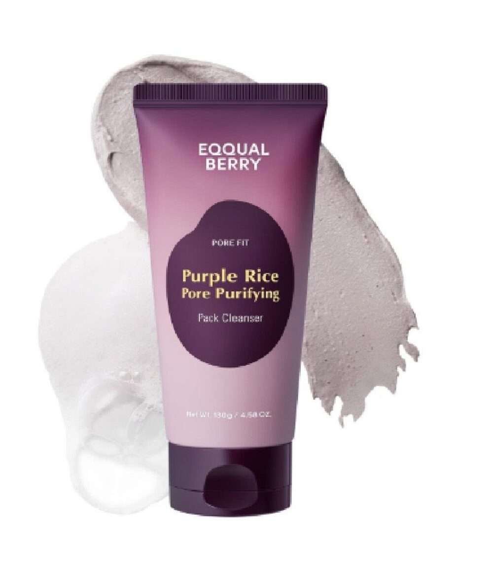 EQQUALBERRY Purple Rice Pore Purifying Pack Cleanser masque et gel nettoyant 130 g