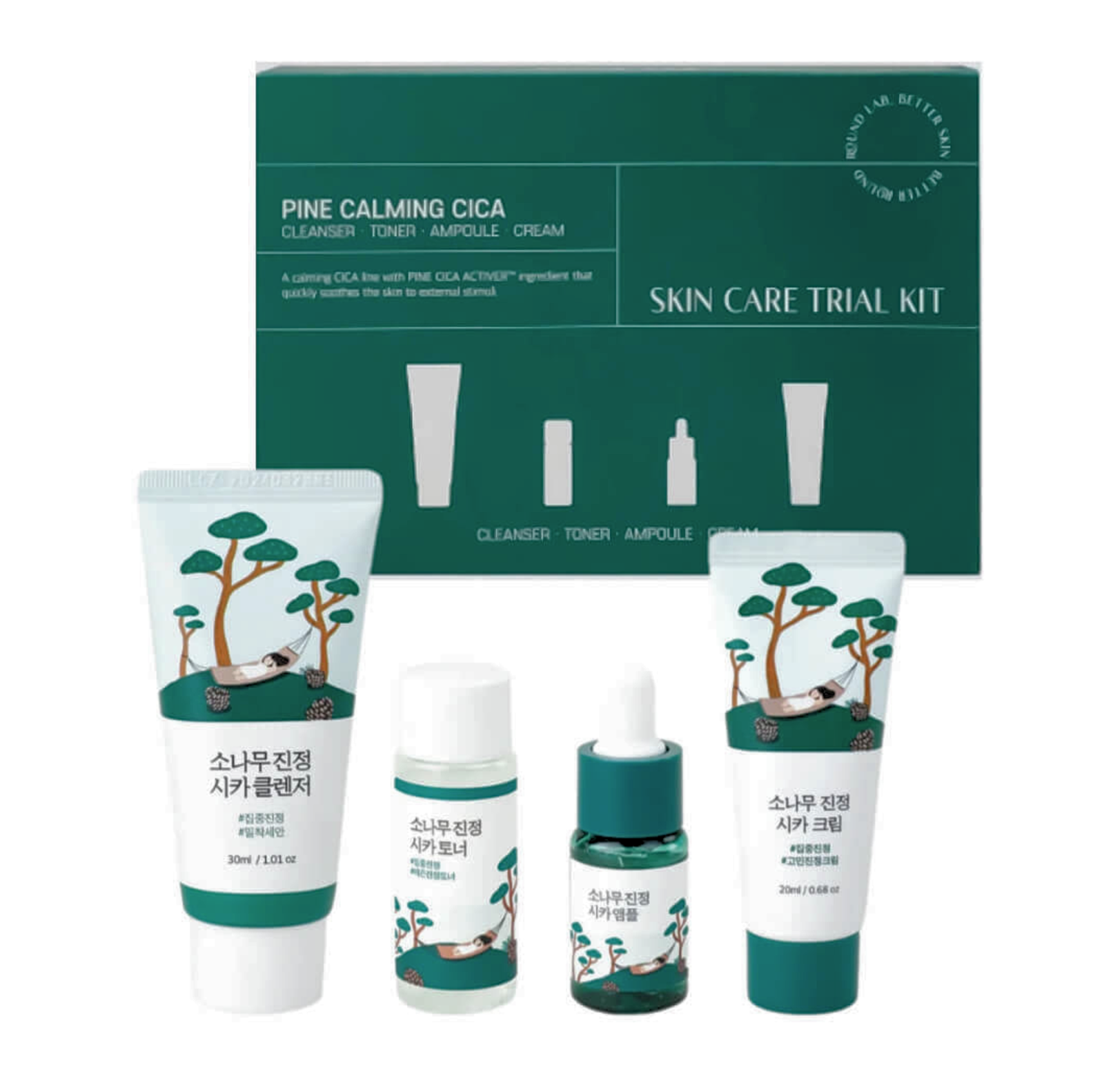 Round Lab Pine Calming Cica Trial Kit 4 produits