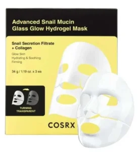 COSRX – Advanced Snail Mucin Glass Glow Hydrogel Face Mask 1 EA – 34g